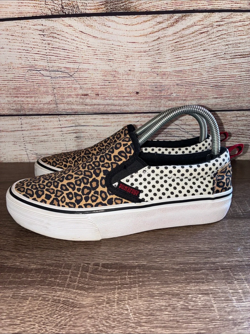 Y2K Punkrose (sketchers) Leopard Print Slip-On Sneakers in Tan and White7.5